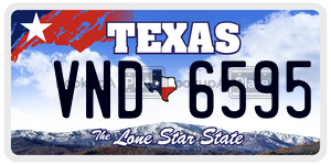 VND6595 license plate in Texas