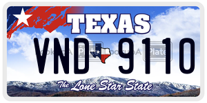 VND9110 license plate in Texas