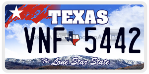 VNF5442 license plate in Texas