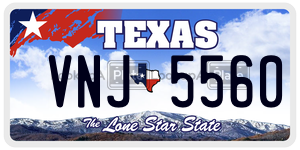 VNJ5560  license plate in TX