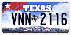 VNN2116 license plate in Texas