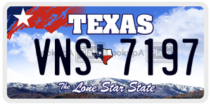 VNS7197 license plate in Texas