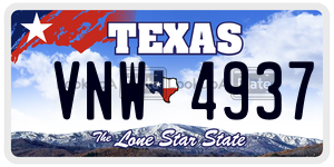 VNW4937  license plate in TX
