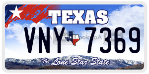 VNY7369  license plate in TX