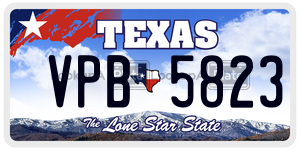 VPB5823 license plate in Texas
