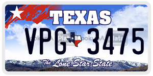 VPG3475  license plate in TX