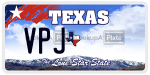VPJ license plate in Texas