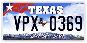 VPX0369 license plate in Texas