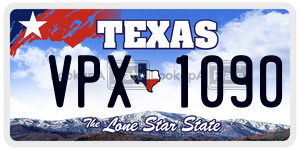 VPX1090 license plate in Texas