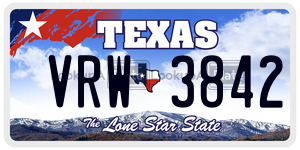 VRW3842 license plate in Texas