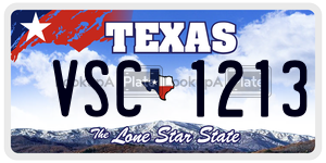 VSC1213 license plate in Texas