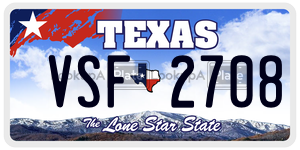 VSF2708 license plate in Texas