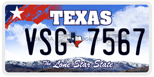 VSG7567 license plate in Texas