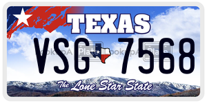 VSG7568 license plate in Texas