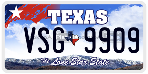 VSG9909 license plate in Texas