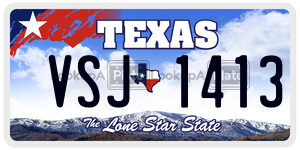 VSJ1413 license plate in Texas
