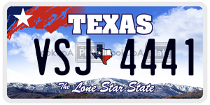 VSJ4441 license plate in Texas
