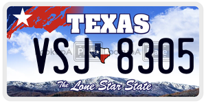 VSJ8305 license plate in Texas
