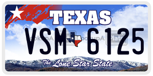 VSM6125  license plate in TX