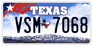 VSM7068 license plate in Texas