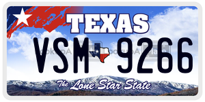 VSM9266 license plate in Texas
