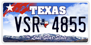 VSR4855 license plate in Texas