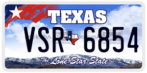 VSR6854 license plate in Texas