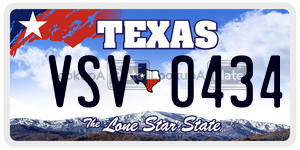 VSV0434 license plate in Texas