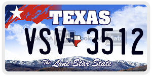 VSV3512  license plate in TX