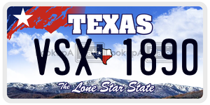 VSX1890  license plate in TX