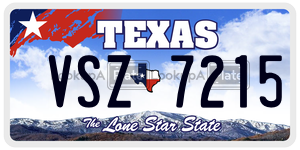 VSZ7215 license plate in Texas