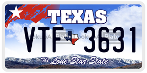 VTF3631 license plate in Texas