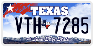 VTH7285 license plate in Texas