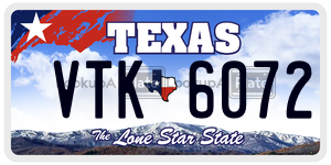 VTK6072 license plate in Texas
