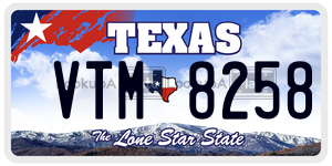 VTM8258 license plate in Texas