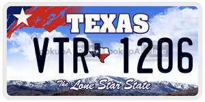VTR1206 license plate in Texas