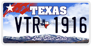 VTR1916 license plate in Texas