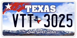 VTT3025 license plate in Texas
