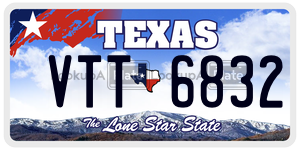 VTT6832 license plate in Texas
