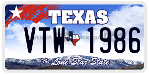 VTW1986 license plate in Texas
