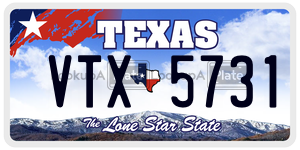 VTX5731 license plate in Texas