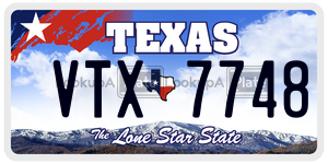 VTX7748 license plate in Texas