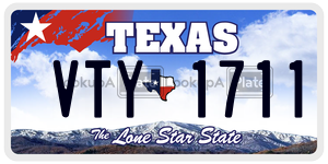 VTY1711 license plate in Texas