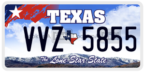 VVZ5855 license plate in Texas