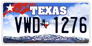 VWD1276 license plate in Texas