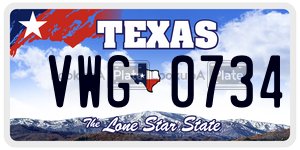 VWG0734 license plate in Texas