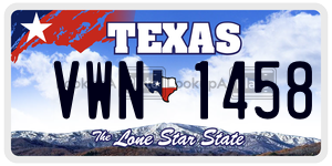VWN1458 license plate in Texas