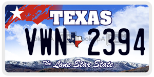 VWN2394 license plate in Texas