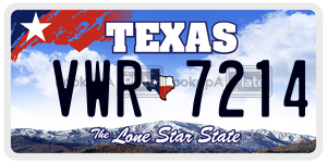 VWR7214 license plate in Texas
