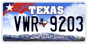 VWR9203 license plate in Texas